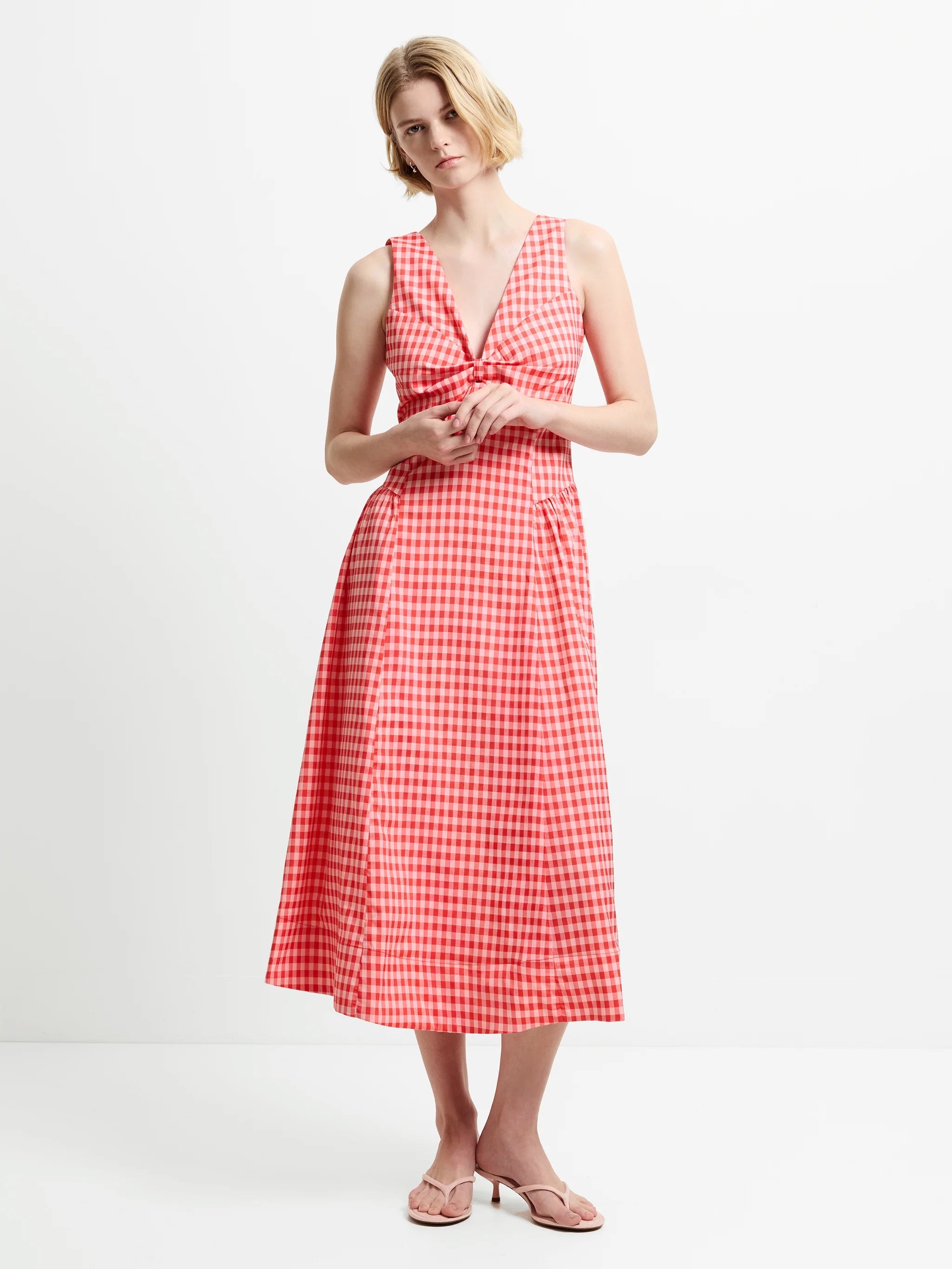 french connection pink gingham dress FRENCH CONNECTION Artina Gingham Smocked Mini Dress